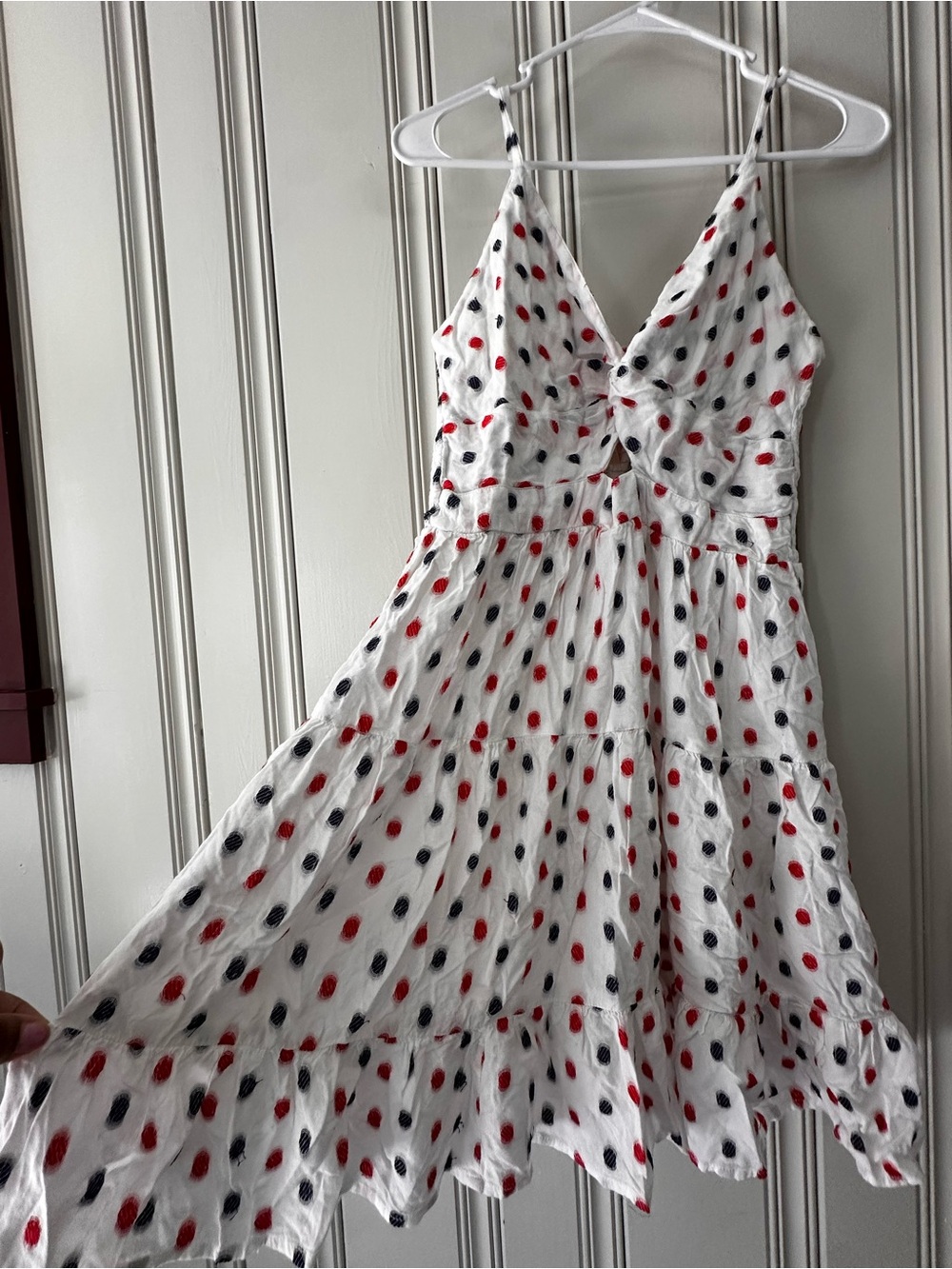 Sim&sam White Mini Dress with Red & Black Polka Dots